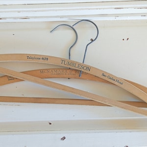 Vintage Wooden Dry Cleaner Advertising Hangers | Clothing Hangers