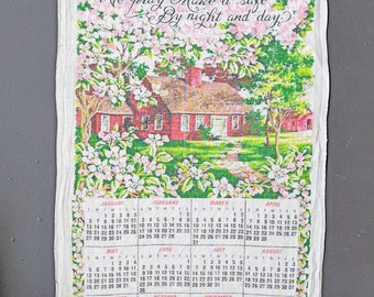 Vintage 1974 Calendar Tea Towel | Bless This House Calendar Towel From 1974