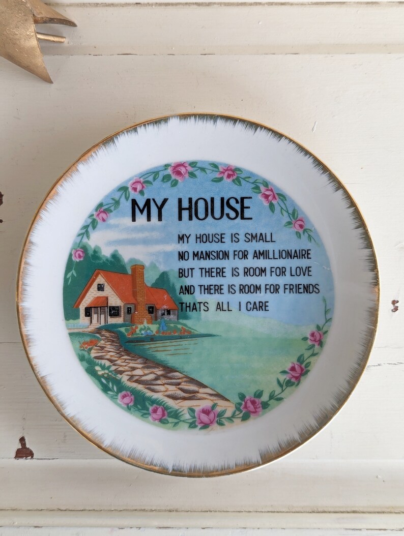 Vintage House Poem Decorative Plate Tiny Home Decor image 7