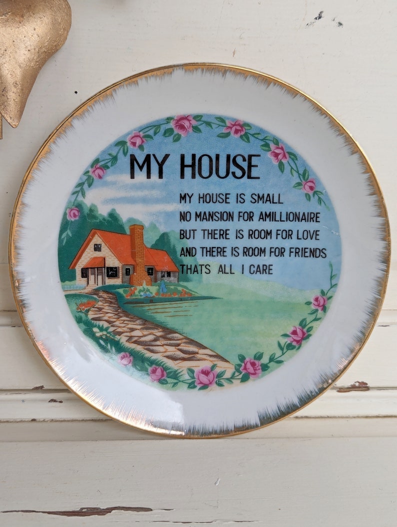 Vintage House Poem Decorative Plate Tiny Home Decor image 3