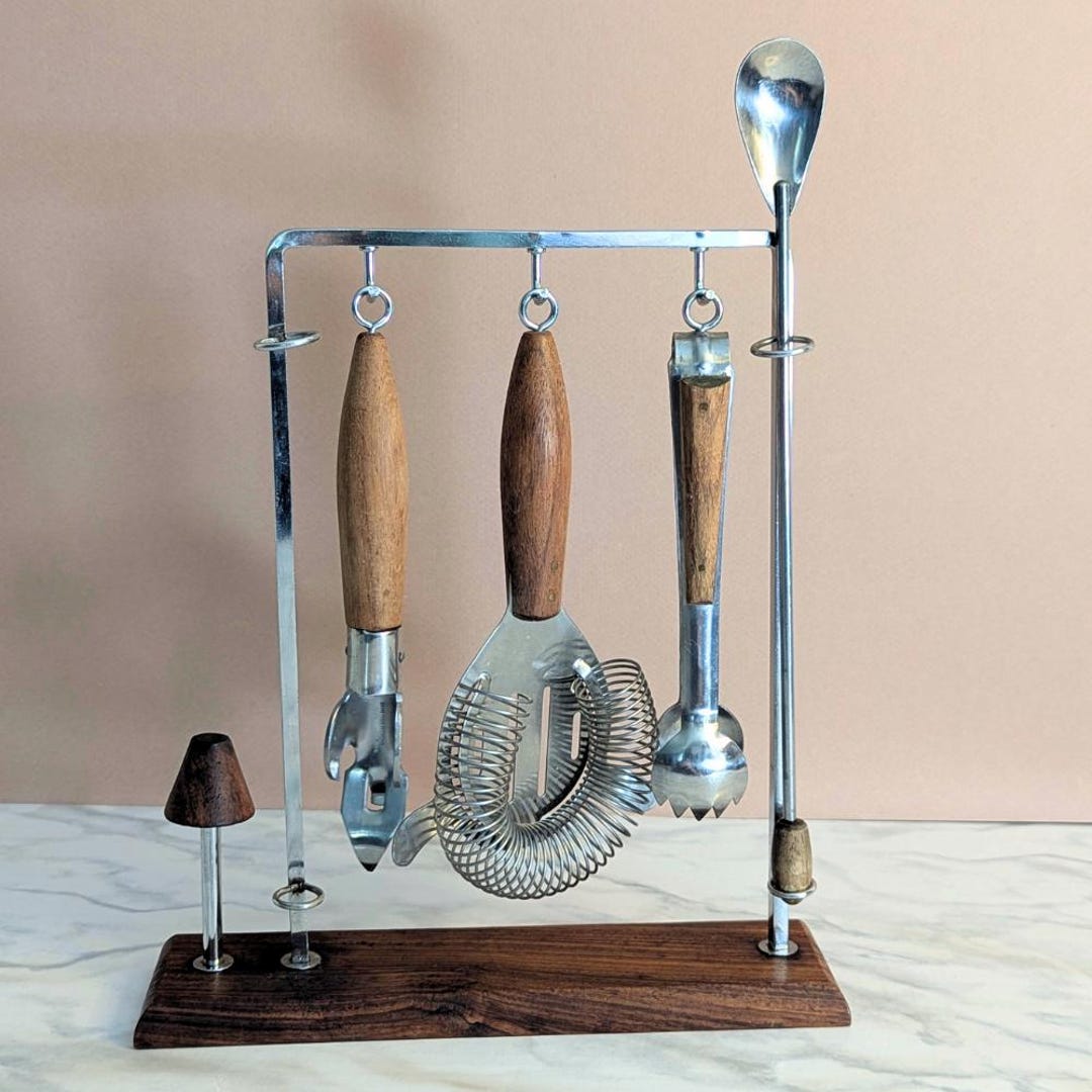 Barware Accessory Vintage Barware Set Mid Century Modern Bar Cart Accessories Tool Set ...