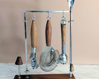 Vintage Barware Set Mid Century Modern Bar Cart Accessories Tool Set for Home Bar