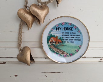 Vintage House Poem Decorative Plate | Tiny Home Decor