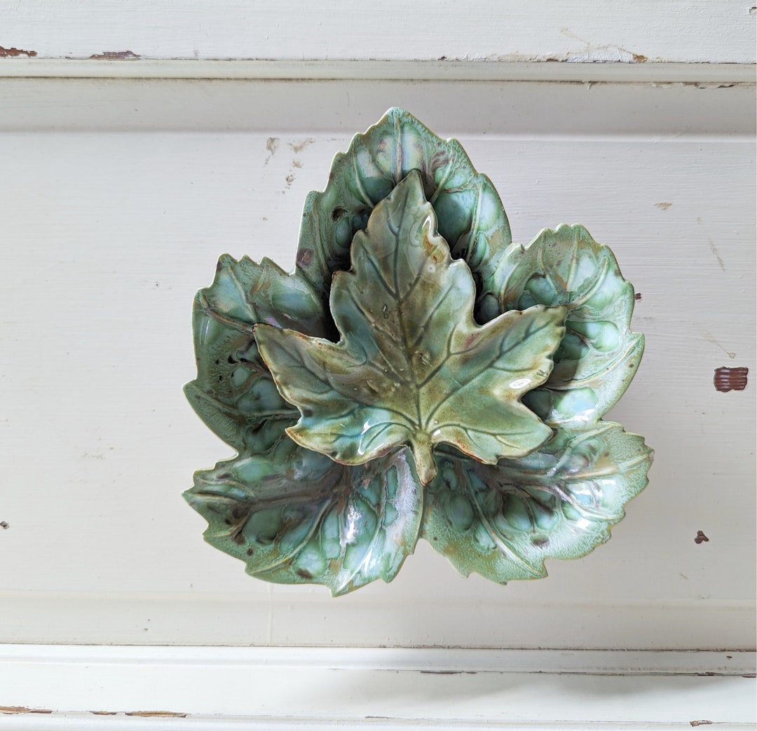 Vintage Leaf Bowls Midcentury Modern Ceramic Leaf Bowl Etsy