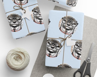 Otter Wrapping Paper | Hipster Animal Lover Gift Wrap, Birthday Occasion