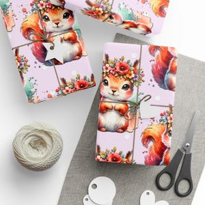 Carta da regalo, Carta da regalo con motivo scoiattolo, Carta da regalo con motivo floreale a forma di animale, Carta da regalo carina, Carta da regalo per amanti della natura, Creatura del bosco