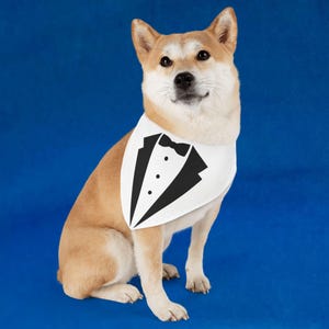 Tuxedo Pet Bandana Collar - Formal Dog Accessory for Weddings, Parties, Celebrations, Dress Your Pet, Pet Gift Idea, Dog Bandana Dress Up