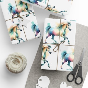 Papiers d'emballage pour chevaux, Cadeau pour amoureux des chevaux, Fournitures créatives sur le thème équestre, Beau design de remorque pour chevaux, Rouleau d'emballage cadeau, Papier cadeau cheval