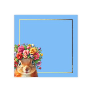 Bloc de notas Post-it con ardillas, Post-it floral con ardillas / Material de oficina para amantes de los animales
