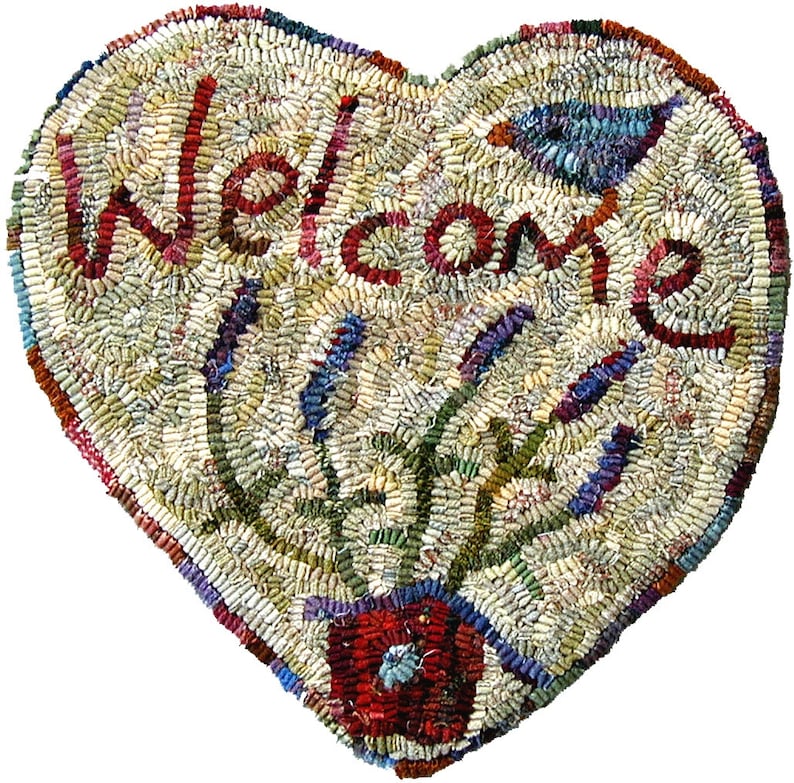 Welcome Rug Patterns Welcome Heart 3 Choices Rug Hooking PATTERN ONLY Designed by Karen ...
