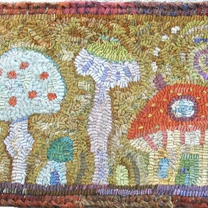 Mushroom houses//Tiny Places Pattern PDF for rug hooking and punchneedle embroidery//primitive whimsical flora and fauna image 1