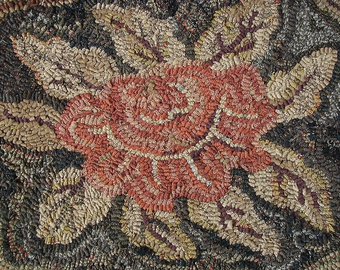 Cabbage Rose Rug Hooking PATTERN ONLY on Linen//floral Design by Karen ...