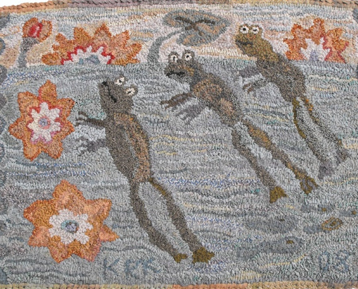 Waterlilies rug hooking patterns/PATTERN ONLY printed on linen | Etsy