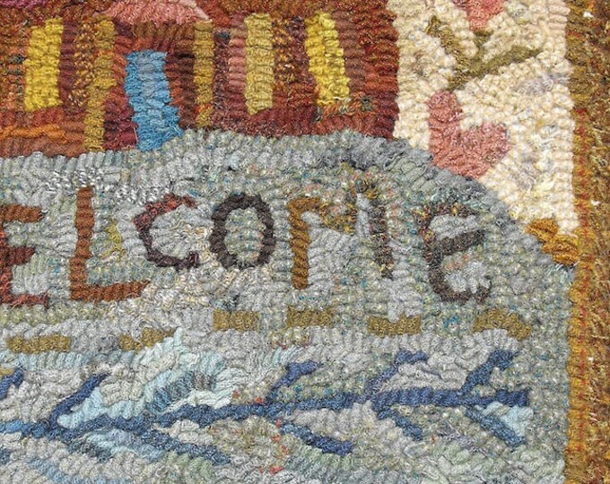 Welcome Rug Patterns Welcome Sampler Rug Hooking PATTERN ONLY on Linen//house//alphabet ...