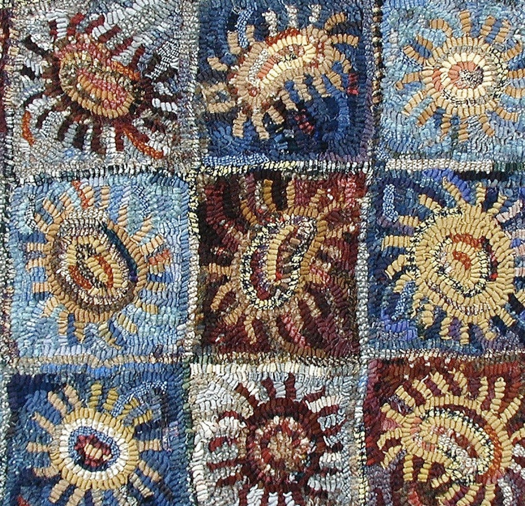 Sunflowers Rug Hooking PATTERN ONLY on Primitive Linen//primitive ...