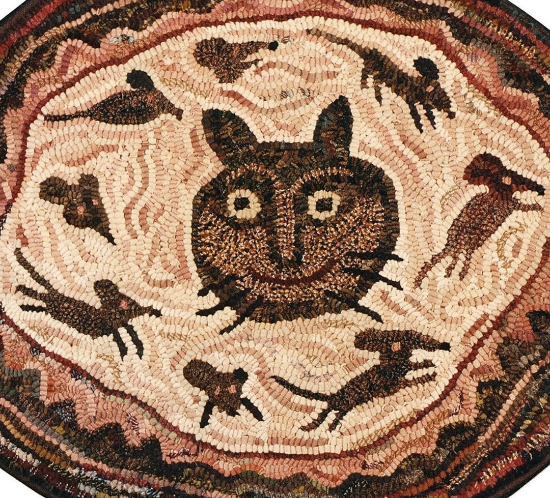 Cat & Mouse Animal Rug Hooking PATTERN ONLY on Linen Designed by Karen ...