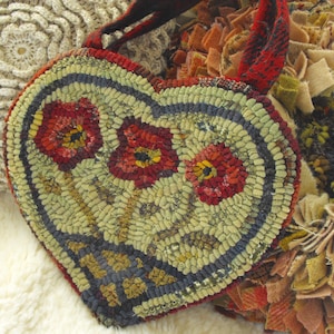 3 Botanical Hearts PDF Pattern Set for rug hooking and punchneedle embroidery//lavender rose peony floral designs//designed by Karen Kahle image 4