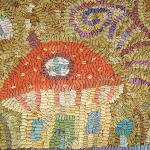 Mushroom houses//Tiny Places Pattern PDF for rug hooking and punchneedle embroidery//primitive whimsical flora and fauna image 2