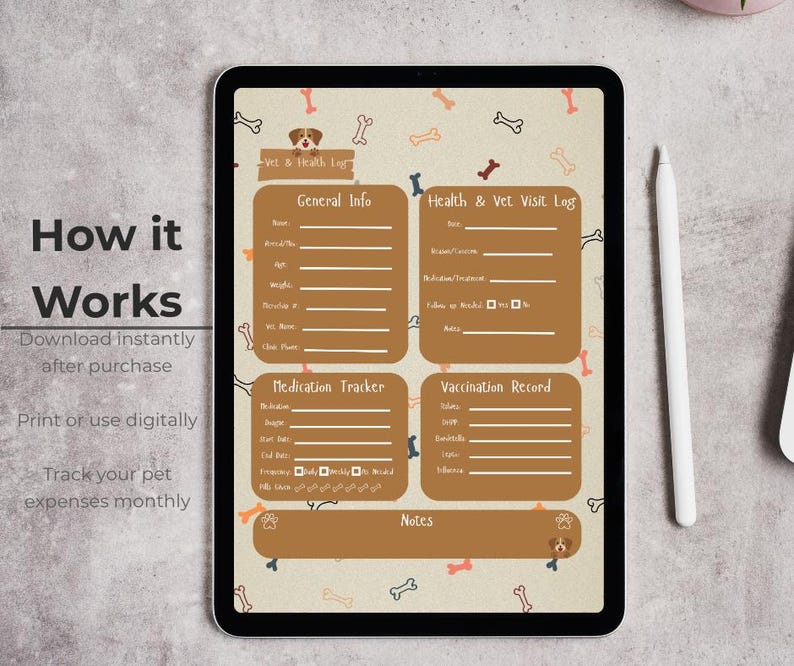 Pet Vet And Health Tracker Printable Dog Medical Record Log pet-vet-and-health-tracker-printable-dog-medical-record-log