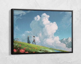 Howl’s Moving Castle Canvas Print, Studio Ghibli Canvas Wall Art, Anime Poster, Japanese Anime Art, Anime Fan Gift, Studio Ghibli Poster