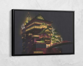 Impresión de lienzo de Spirited Away, arte de pared del cartel de Studio Ghibli, cartel de anime, cartel de anime japonés, regalo de fan del anime, cartel de Studio Ghibli