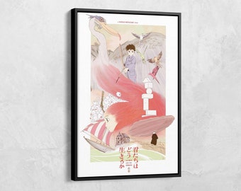 Der Junge und der Reiher Poster, Studio Ghibli Leinwand Poster, Japanischer Anime Druck, Anime Fan Geschenk, Studio Ghibli Poster, 2023 Neues Filmplakat