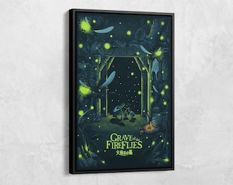 Grave Of The Fireflies Print, Studio Ghibli Canvas Wall Art, Japanese Anime Art, Anime Fan Gift, Studio Ghibli Poster, Anime Art Poster