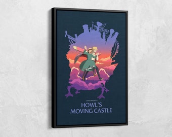 Howl’s Moving Castle Print, Studio Ghibli Canvas Wall Art, Anime Poster, Japanese Anime Art, Anime Fan Gift, Studio Ghibli Poster Print