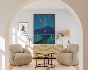 Howl’s Moving Castle Print, Studio Ghibli Canvas Wall Art, Anime Poster, Japanese Anime Art, Anime Fan Gift, Studio Ghibli Poster