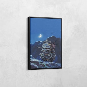Howl’s Moving Castle Print, Studio Ghibli Canvas Wall Art, Anime Poster Art, Japanese Anime, Anime Fan Gift, Studio Ghibli Poster