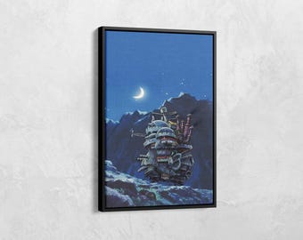 Howl’s Moving Castle Print, Studio Ghibli Canvas Wall Art, Anime Poster Art, Japanese Anime, Anime Fan Gift, Studio Ghibli Poster