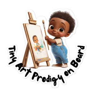 Naklejka Tiny Art Prodigy na samochód | Śliczna naklejka bezpieczeństwa dla dzieci na samochód | Zabawne akcesoria do pojazdów rodzinnych
