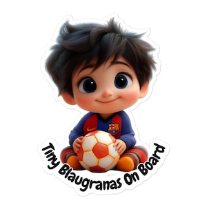 FC バルセロナ ステッカー - 「Tiny Blaugrana On Board」車用デカール、サッカーファンへのかわいいギフト、車の装飾、子供用安全標識 | FCバルセロナ