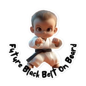 Przyszły czarny pas na pokładzie naklejki samochodowej | Zabawna naklejka na zderzak dla miłośników sztuk walki | Prezent dla dzieci Karate i Sensei