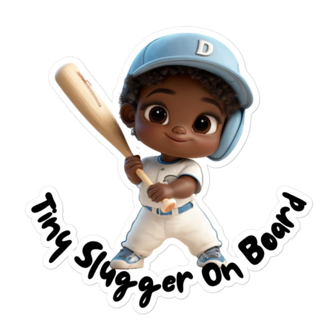 Slugger Bat Sticker Tiny Slugger Sticker - Big Swing on Board - Cute Baseball Decor, Fun ...