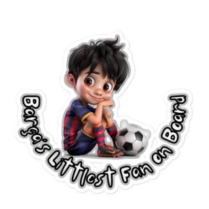 Naklejka FC Barcelona - „Barca Little Fan On Board” Naklejka samochodowa, uroczy prezent dla fanów piłki nożnej, dekoracja samochodu, znak bezpieczeństwa dzieci