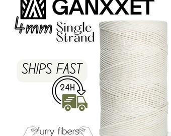 Cordon en macramé GANXXET 4 mm : coton naturel recyclé simple brin