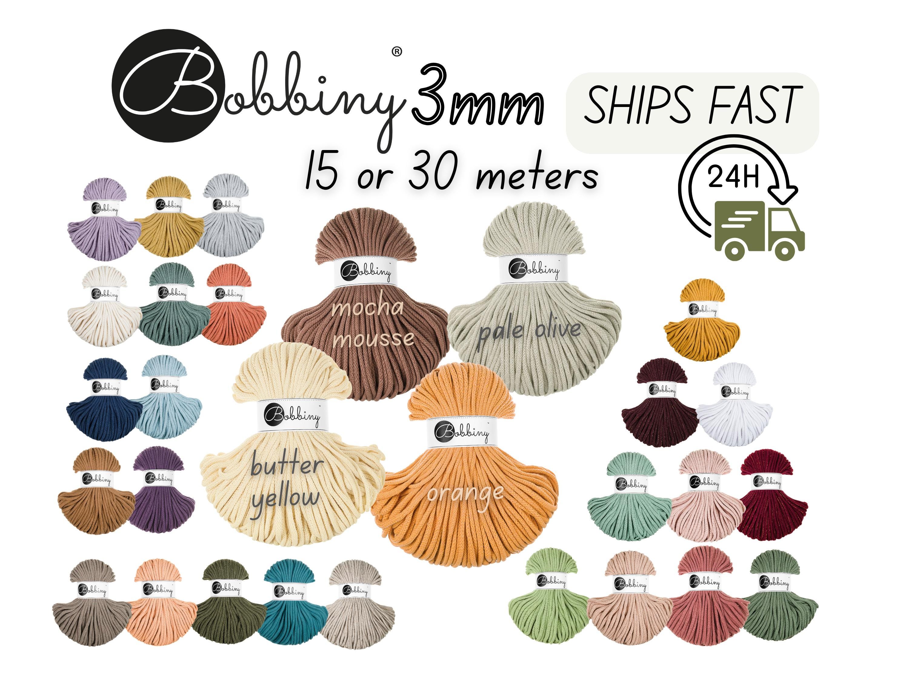 Cordon tressé junior 3 mm Bobbiny, expédition rapide aux États-Unis, cordon en macramé premium, 15 mètres, 30 mètres, certifié OEKO-TEX®