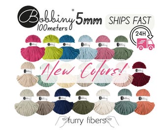 5mm Bobbiny Braided Cord: Recycled Cotton Macrame Yarn