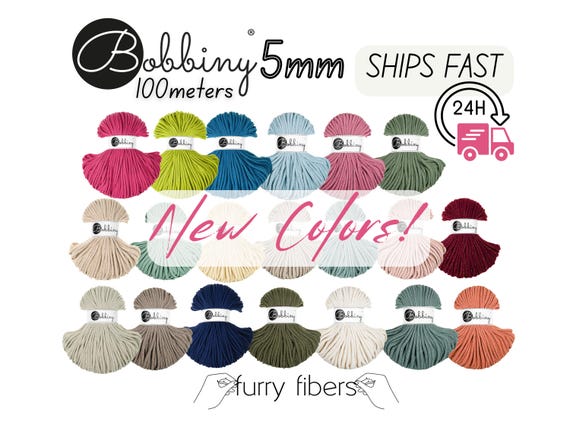 5mm Bobbiny Braided Cord: Recycled Cotton Macrame Yarn