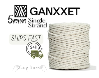 Corde en macramé 3 plis de 5 mm : corde de coton naturel recyclé, GANXXET