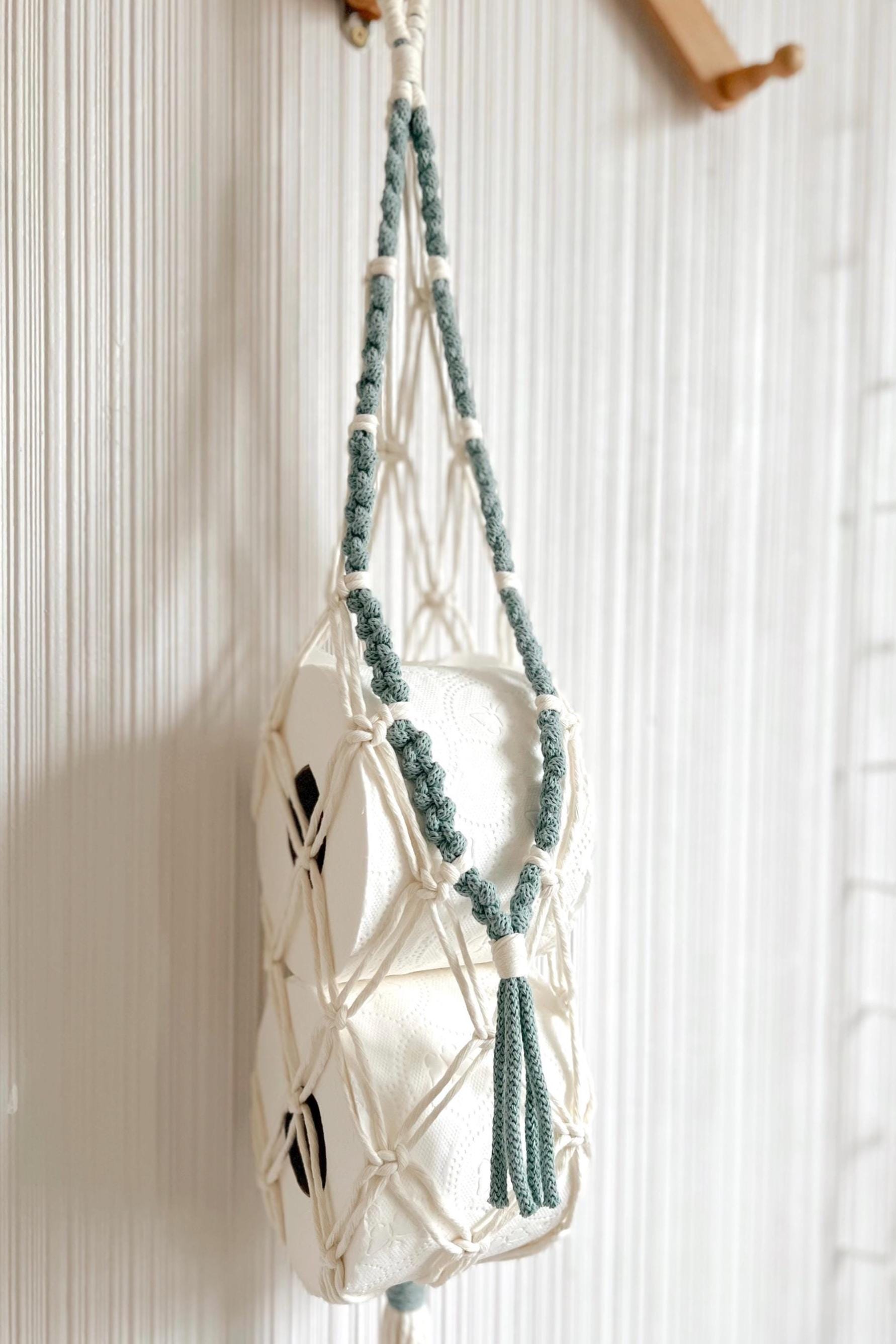 Macrame Toilet Paper Holder: Boho Bathroom Storage Basket