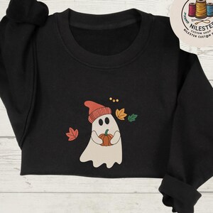 Ghost Pumpkin Embroidery Shirt,Ghost Halloween Shirts,Cute Ghost Shirt, Halloween Shirt for Women, Cute Halloween Gift for Her, Fall Clothes
