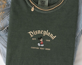 Embroidered Disneyland 1955 Comfort Colors T-Shirt, Retro Theme Park Tee
