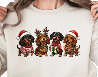Cute Christmas Dogs Sweatshirt, Dog Lover Christmas Gift, Unique Christmas Tee, Women's Holiday Tshirt, Christmas Dogs Graphic Shirt