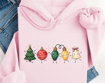 Merry Christmas Sweatshirt: Comfort Colors Holiday Lights & Tree Top
