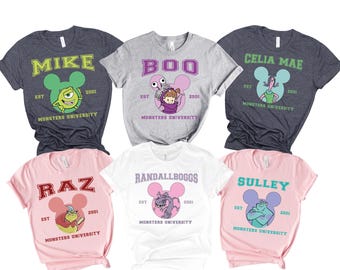 Koszulka Disney Monsters University, koszulka Disney Family Trip, koszulka Pixar Monster Kids, koszulka Disney Best Friends Graphic, słodka koszulka Disney Group