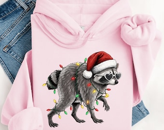 Funny Raccoon Christmas Sweatshirt | Holiday Animal Crewneck,Coffee Lover Sweater,Raccoon Drinking Iced Coffee,Cozy Winter Christmas Gift