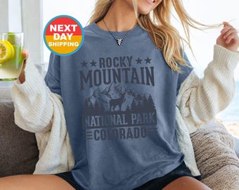 Rocky Mountains Comfort Colors T-Shirt, Retro National Park Tee