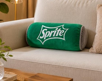 Sprite Velvet Bolster Pillow – Retro Green Accent Cushion, Soda Inspired Decor
